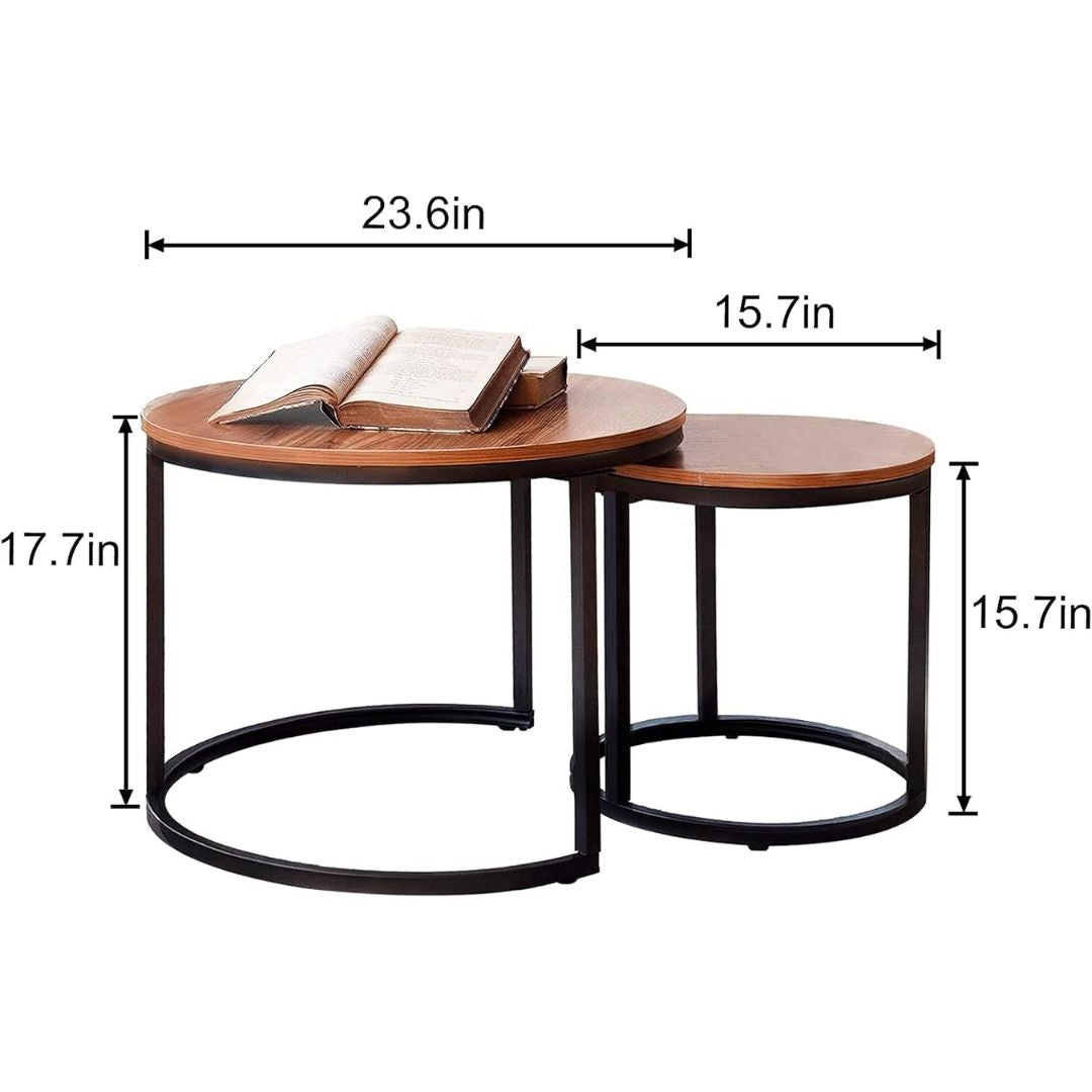 Saga – Stilrent satsbord i industriell design med rund träfinish