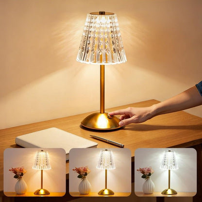 Elina – Trådlös kristallbordslampa med touch-kontroll