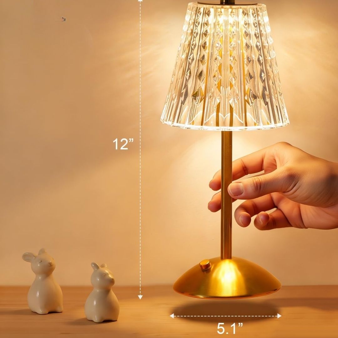 Elina – Trådlös kristallbordslampa med touch-kontroll