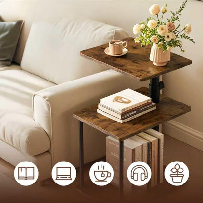 Nova – Justerbart soffbord i industriell stil med flera hyllplan
